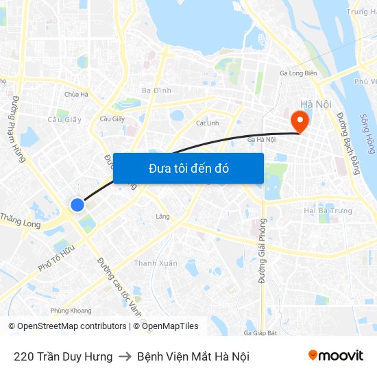 220 Trần Duy Hưng to Bệnh Viện Mắt Hà Nội map