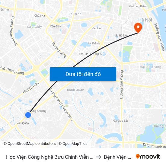 Học Viện Công Nghệ Bưu Chính Viễn Thông - Trần Phú (Hà Đông) to Bệnh Viện Mắt Hà Nội map