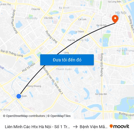 Liên Minh Các Htx Hà Nội - Số 1 Trần Phú (Hà Đông) to Bệnh Viện Mắt Hà Nội map