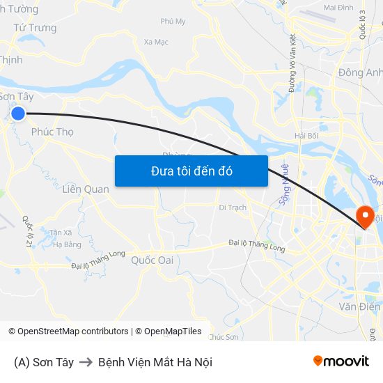 (A) Sơn Tây to Bệnh Viện Mắt Hà Nội map