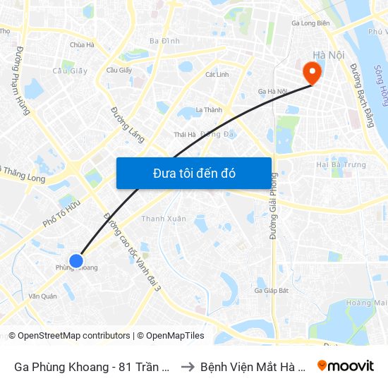 Ga Phùng Khoang - 81 Trần Phú to Bệnh Viện Mắt Hà Nội map