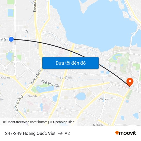 247-249 Hoàng Quốc Việt to A2 map