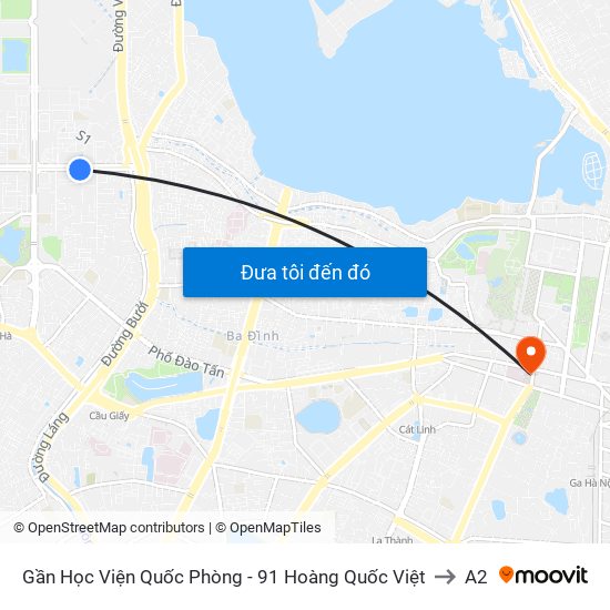 Gần Học Viện Quốc Phòng - 91 Hoàng Quốc Việt to A2 map