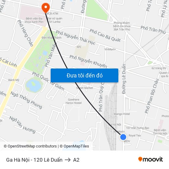 Ga Hà Nội - 120 Lê Duẩn to A2 map