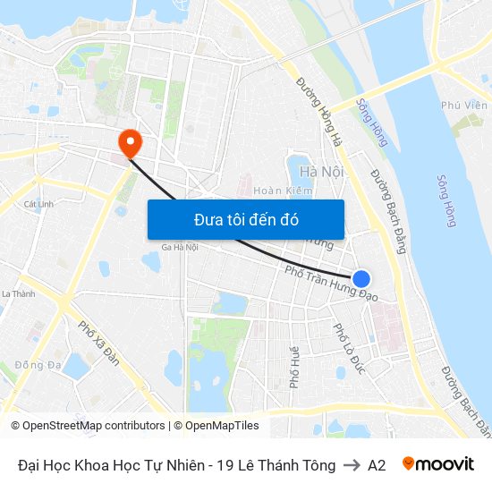 Đại Học Khoa Học Tự Nhiên - 19 Lê Thánh Tông to A2 map