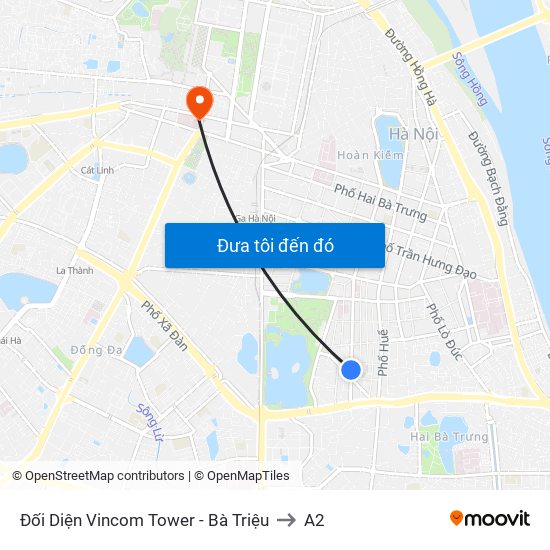 Đối Diện Vincom Tower - Bà Triệu to A2 map