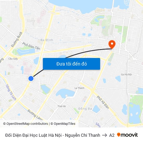 Đối Diện Đại Học Luật Hà Nội - Nguyễn Chí Thanh to A2 map