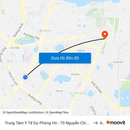 Trung Tâm Y Tế Dự Phòng Hn - 70 Nguyễn Chí Thanh to A2 map