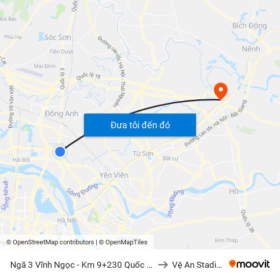 Ngã 3 Vĩnh Ngọc - Km 9+230 Quốc Lộ 3 to Vệ An Stadium map