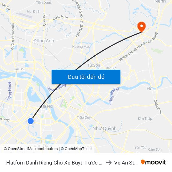 Flatfom Dành Riêng Cho Xe Buýt Trước Nhà 45 Đường Láng to Vệ An Stadium map