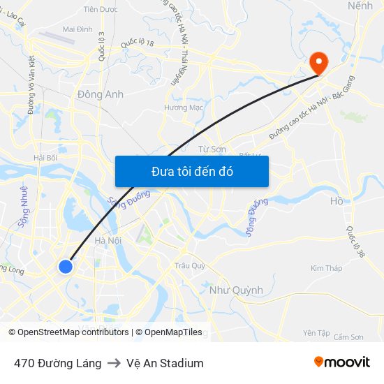 470 Đường Láng to Vệ An Stadium map