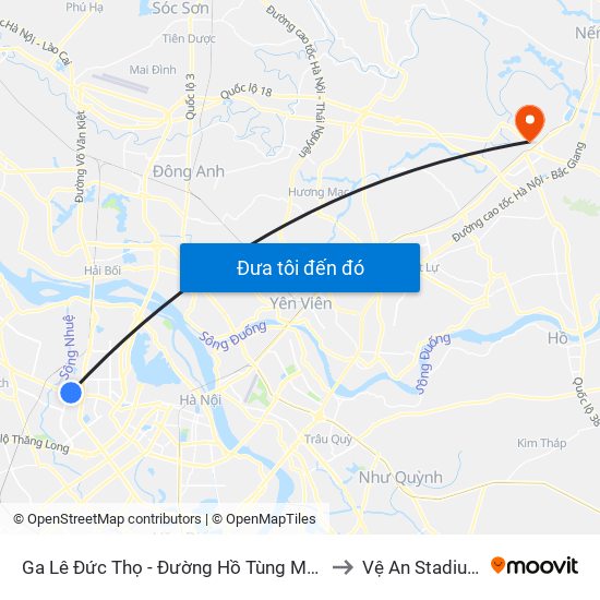 Ga Lê Đức Thọ - Đường Hồ Tùng Mậu to Vệ An Stadium map