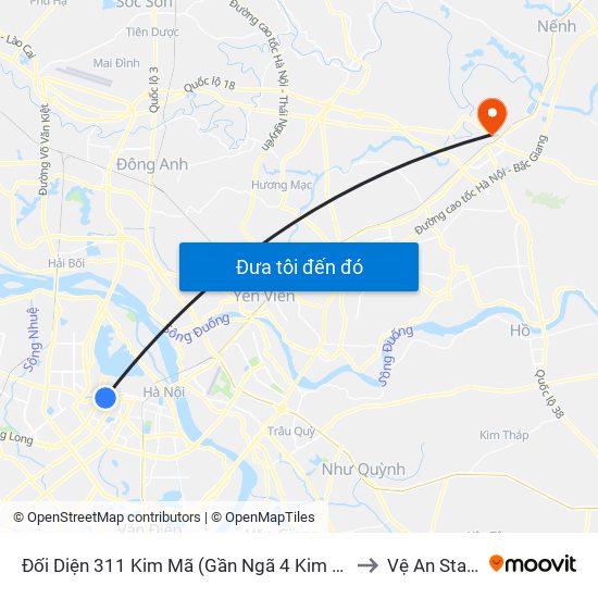 Đối Diện 311 Kim Mã (Gần Ngã 4 Kim Mã - Vạn Bảo) to Vệ An Stadium map