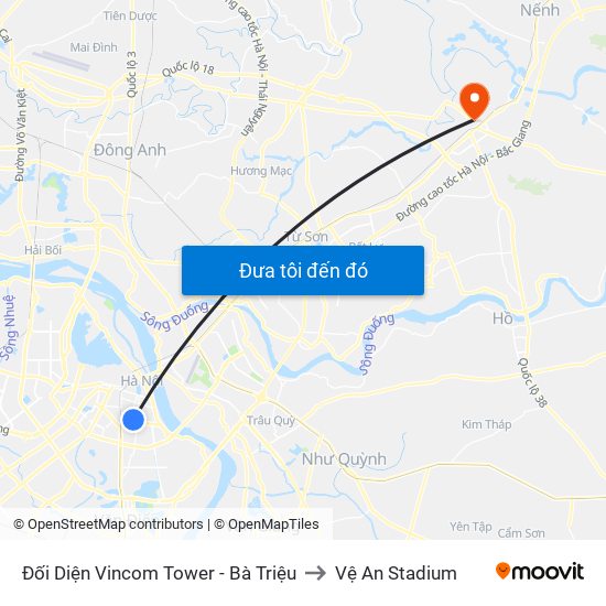 Đối Diện Vincom Tower - Bà Triệu to Vệ An Stadium map