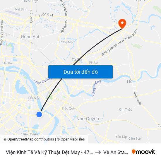 Viện Kinh Tế Và Kỹ Thuật Dệt May - 478 Minh Khai to Vệ An Stadium map