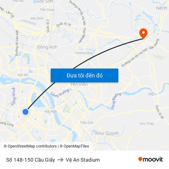 Số 148-150 Cầu Giấy to Vệ An Stadium map