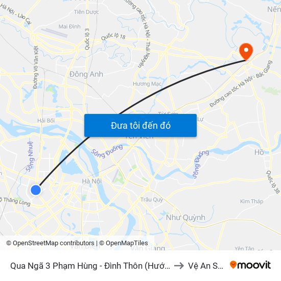 Qua Ngã 3 Phạm Hùng - Đình Thôn (Hướng Đi Phạm Văn Đồng) to Vệ An Stadium map
