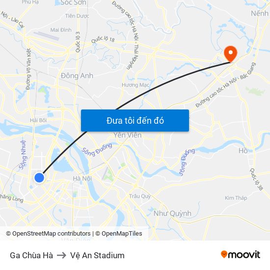 Ga Chùa Hà to Vệ An Stadium map