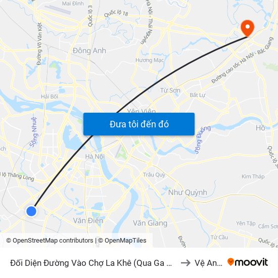 Đối Diện Đường Vào Chợ La Khê (Qua Ga Metro La Khê) - 405 Quang Trung (Hà Đông) to Vệ An Stadium map