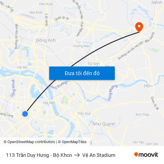 113 Trần Duy Hưng - Bộ Khcn to Vệ An Stadium map