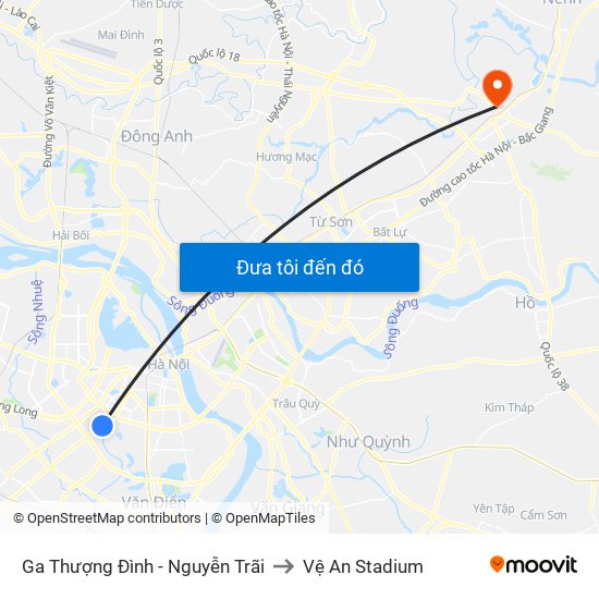 Ga Thượng Đình - Nguyễn Trãi to Vệ An Stadium map