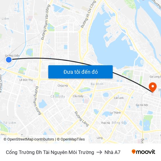 Cổng Trường Đh Tài Nguyên Môi Trường to Nhà A7 map