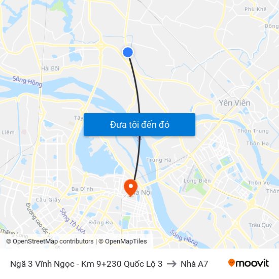 Ngã 3 Vĩnh Ngọc - Km 9+230 Quốc Lộ 3 to Nhà A7 map