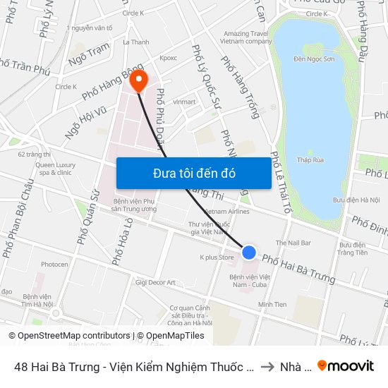 48 Hai Bà Trưng - Viện Kiểm Nghiệm Thuốc Trung Ương to Nhà A7 map