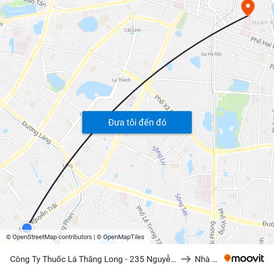 Công Ty Thuốc Lá Thăng Long - 235 Nguyễn Trãi to Nhà A7 map