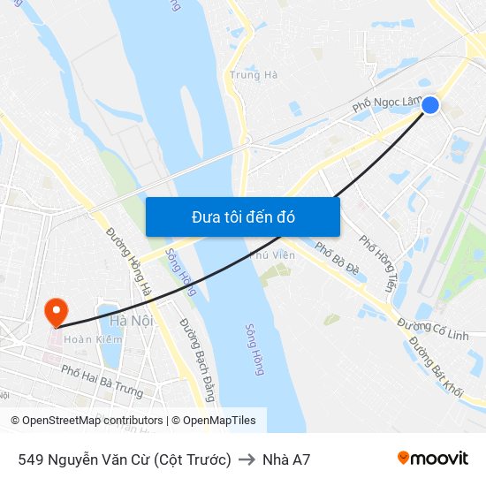 549 Nguyễn Văn Cừ (Cột Trước) to Nhà A7 map