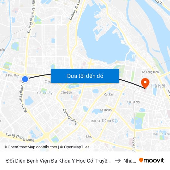 Nhà Máy Nước Mai Dịch - Phạm Hùng to Nhà A7 map