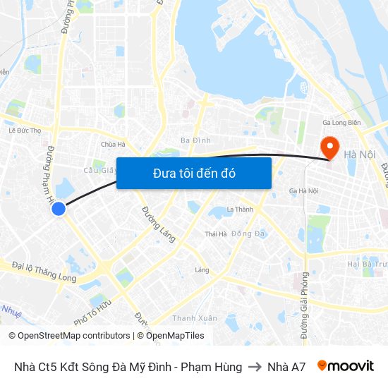 Nhà Ct5 Kđt Sông Đà Mỹ Đình - Phạm Hùng to Nhà A7 map
