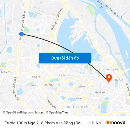 Trước 100m Ngõ 218 Phạm Văn Đồng (Đối Diện Công Viên Hòa Bình) to Nhà A7 map