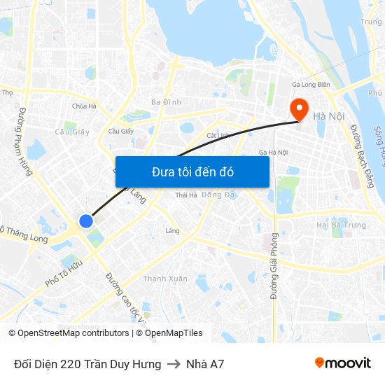 Đối Diện 220 Trần Duy Hưng to Nhà A7 map