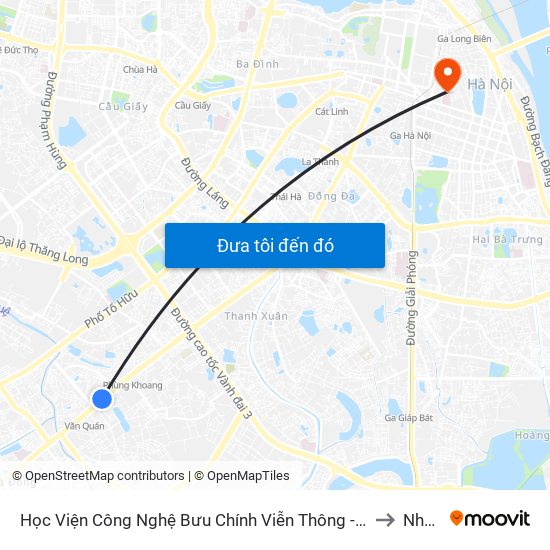 Học Viện Công Nghệ Bưu Chính Viễn Thông - Trần Phú (Hà Đông) to Nhà A7 map