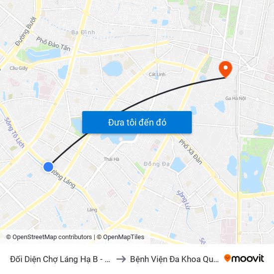 Đối Diện Chợ Láng Hạ B - 564 Đường Láng to Bệnh Viện Đa Khoa Quốc Tế Hồng Hà map