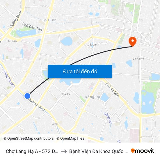 Chợ Láng Hạ A - 572 Đường Láng to Bệnh Viện Đa Khoa Quốc Tế Hồng Hà map