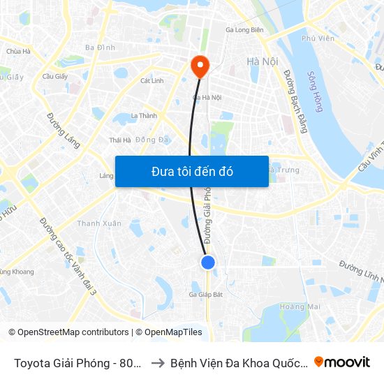 Toyota Giải Phóng - 807 Giải Phóng to Bệnh Viện Đa Khoa Quốc Tế Hồng Hà map