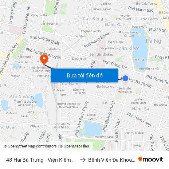 48 Hai Bà Trưng - Viện Kiểm Nghiệm Thuốc Trung Ương to Bệnh Viện Đa Khoa Quốc Tế Hồng Hà map