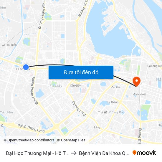 Đại Học Thương Mại - Hồ Tùng Mậu (Cột Sau) to Bệnh Viện Đa Khoa Quốc Tế Hồng Hà map
