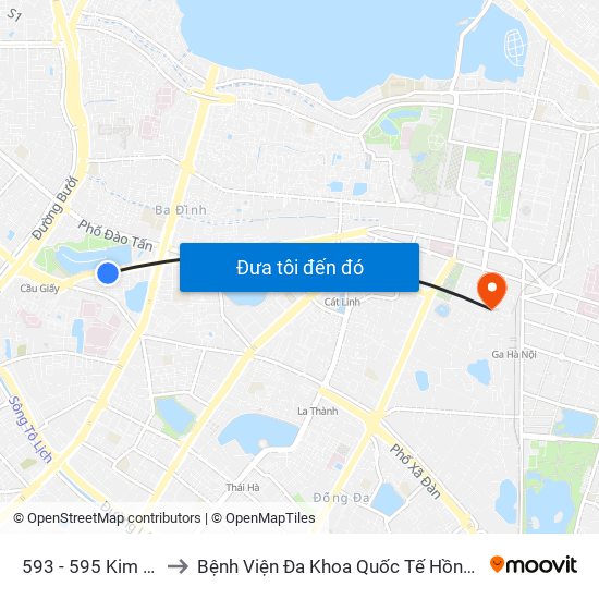 593 - 595 Kim Mã to Bệnh Viện Đa Khoa Quốc Tế Hồng Hà map