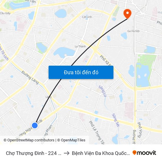 Chợ Thượng Đình - 224 Nguyễn Trãi to Bệnh Viện Đa Khoa Quốc Tế Hồng Hà map