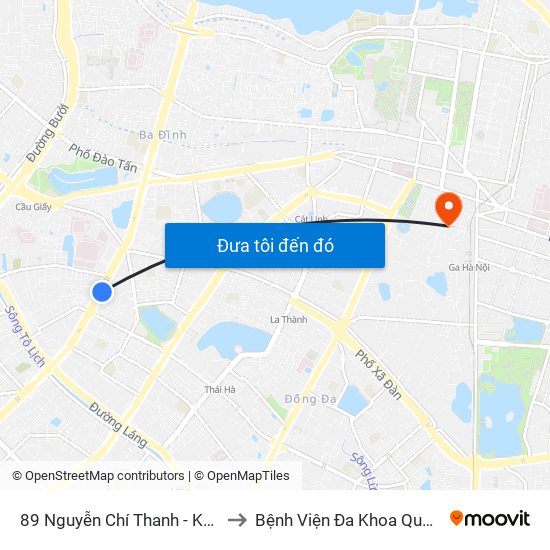 89 Nguyễn Chí Thanh - Ktx Đại Học Luật to Bệnh Viện Đa Khoa Quốc Tế Hồng Hà map