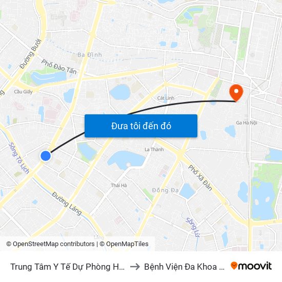 Trung Tâm Y Tế Dự Phòng Hn - 70 Nguyễn Chí Thanh to Bệnh Viện Đa Khoa Quốc Tế Hồng Hà map