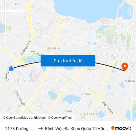 1178 Đường Láng to Bệnh Viện Đa Khoa Quốc Tế Hồng Hà map