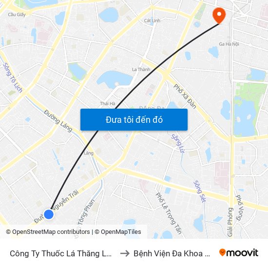 Công Ty Thuốc Lá Thăng Long - 235 Nguyễn Trãi to Bệnh Viện Đa Khoa Quốc Tế Hồng Hà map