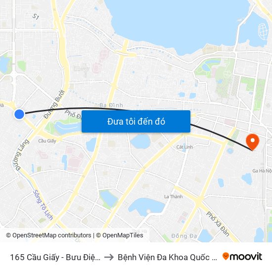 165 Cầu Giấy - Bưu Điện Cầu Giấy to Bệnh Viện Đa Khoa Quốc Tế Hồng Hà map