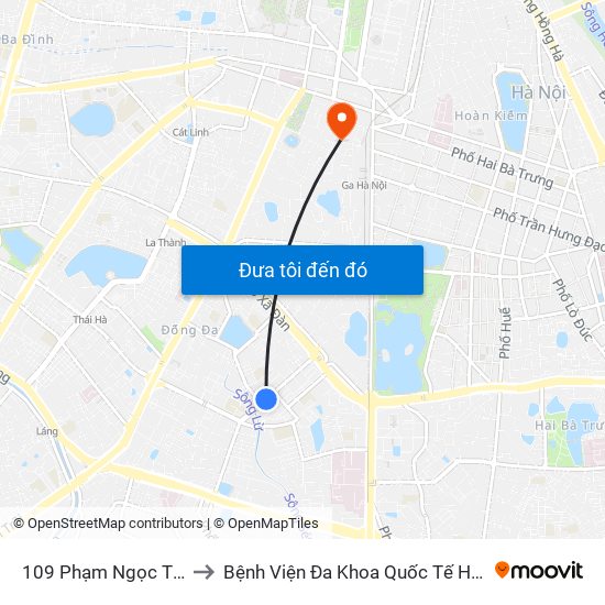 109 Phạm Ngọc Thạch to Bệnh Viện Đa Khoa Quốc Tế Hồng Hà map