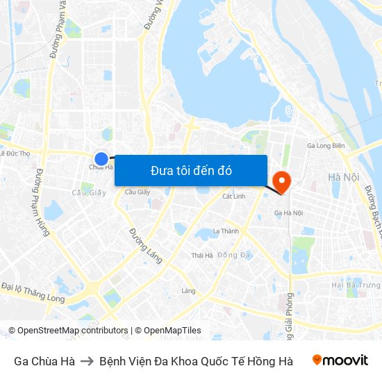 Ga Chùa Hà to Bệnh Viện Đa Khoa Quốc Tế Hồng Hà map