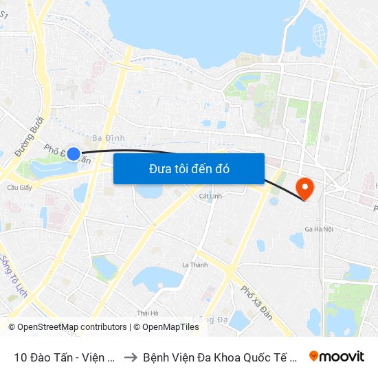 10 Đào Tấn - Viện Vật Lý to Bệnh Viện Đa Khoa Quốc Tế Hồng Hà map